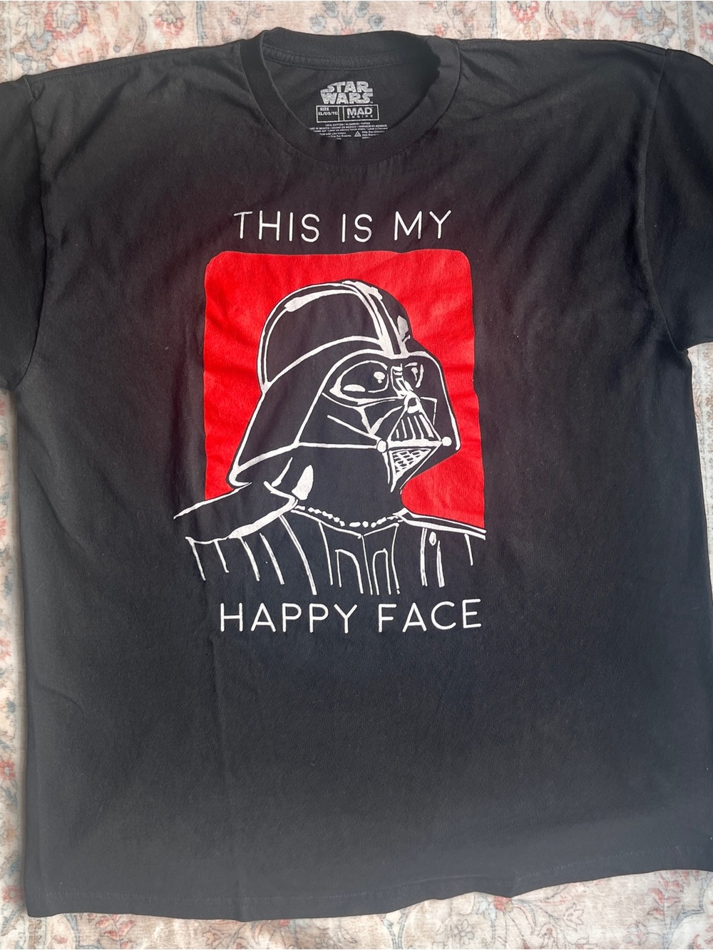 Star Wars Black Tee with Red Darth Vader Graphic Mens Large 100% Cotton